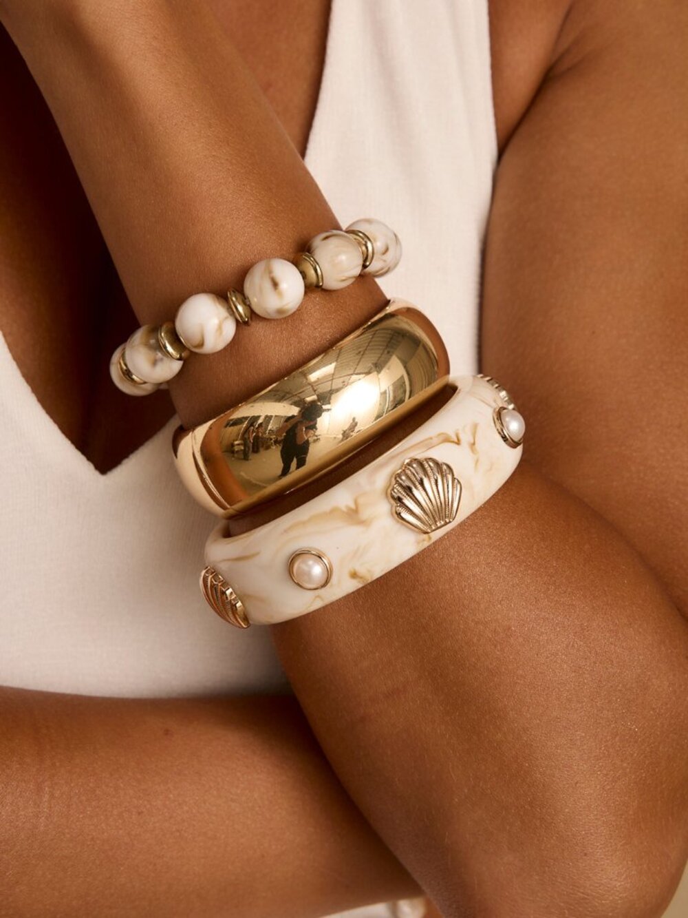 12th Tribe Mariners Set of 3 Gold Bangles Size O/SO/S - Picture 3 of 3
